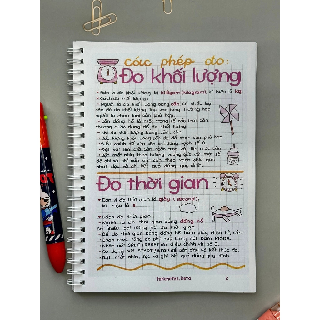 Bộ sổ tay công thức (Takenote) các môn toán, tiếng việt, tiếng Anh, Lý, Hóa, Sinh từ lớp 2 đến lớp 12