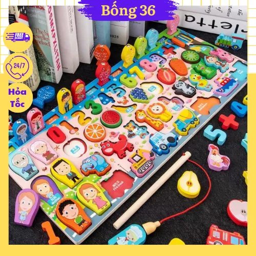 5in1 (bảng gỗ số, câu cá) M6-Y (30 Bộ/thùng)