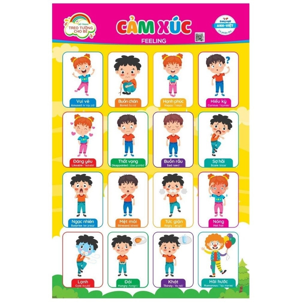 Tranh treo tường kỹ năng 10 chủ đề, 5 tờ quét mã QR