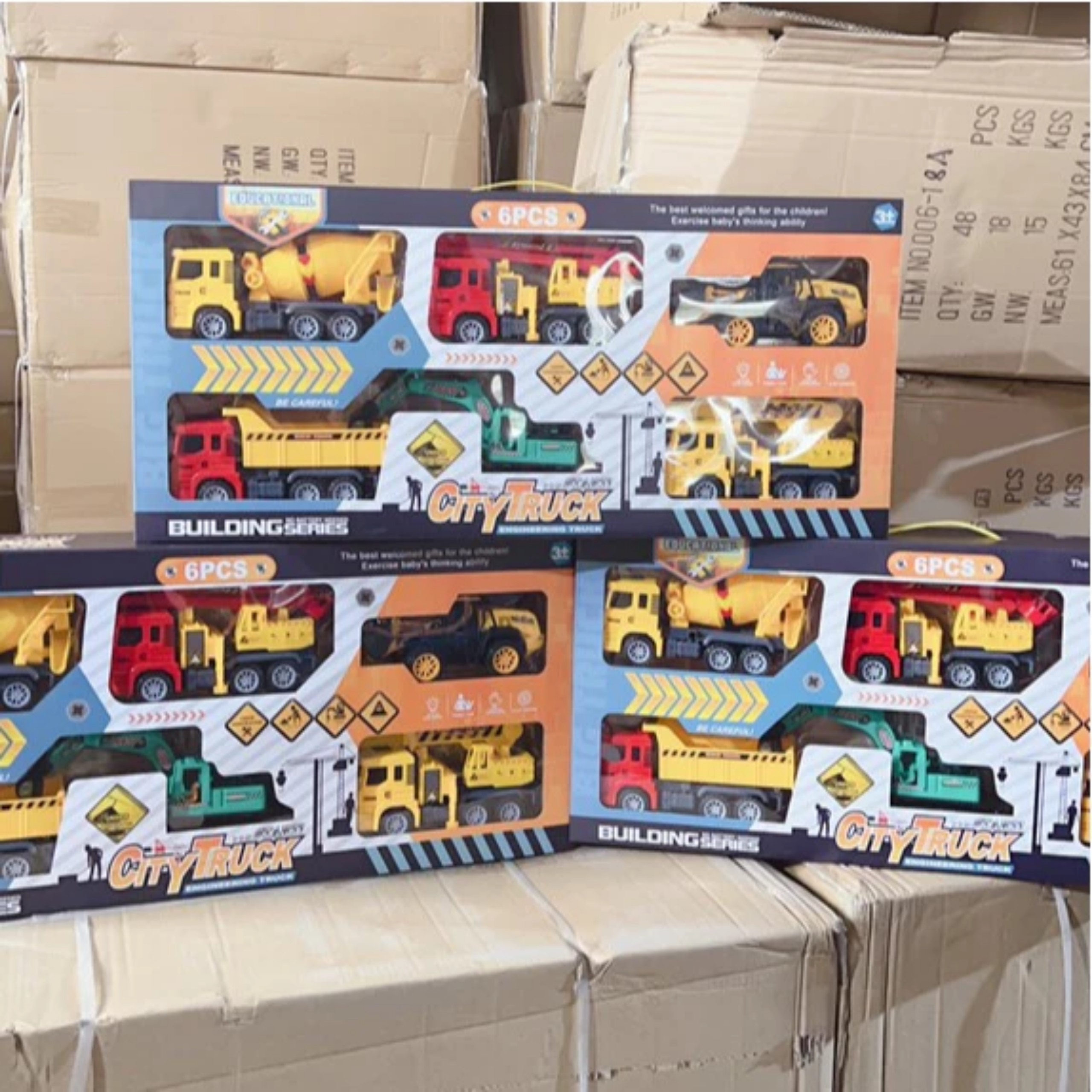 Xe vàng 909-3 or Xe vàng (Set 6 xe công trình vàng)