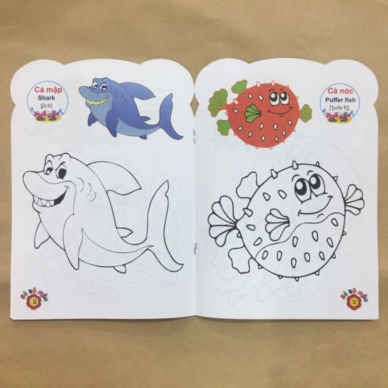Bộ tô màu hình các con thú , nội dung theo các chủ đề khác nhau, set 8 cuốn