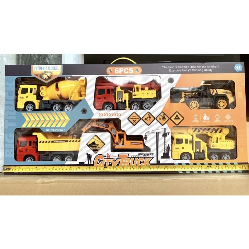 Xe vàng 909-3 or Xe vàng (Set 6 xe công trình vàng)