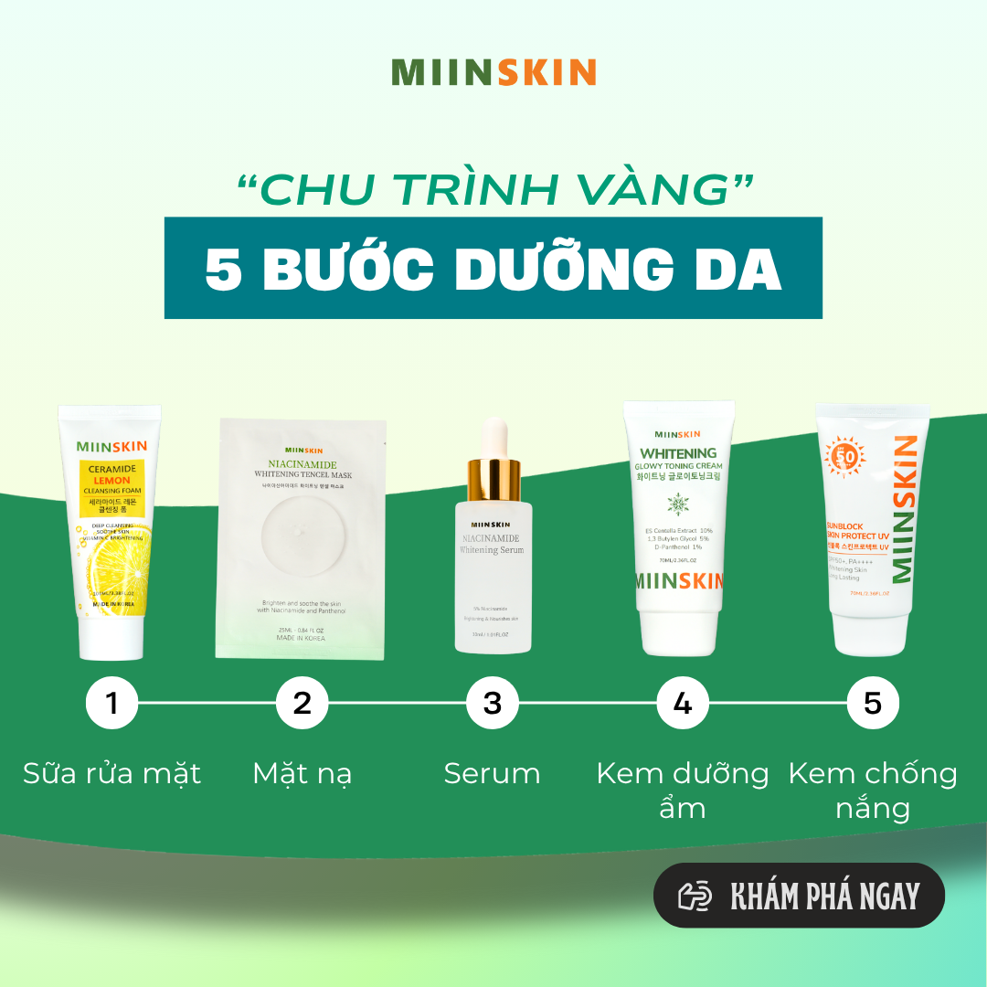 CHU TRÌNH VÀNG 5 BƯỚC DƯỠNG DA BUỔI SÁNG – DA SÁNG, MỊN MÀNG