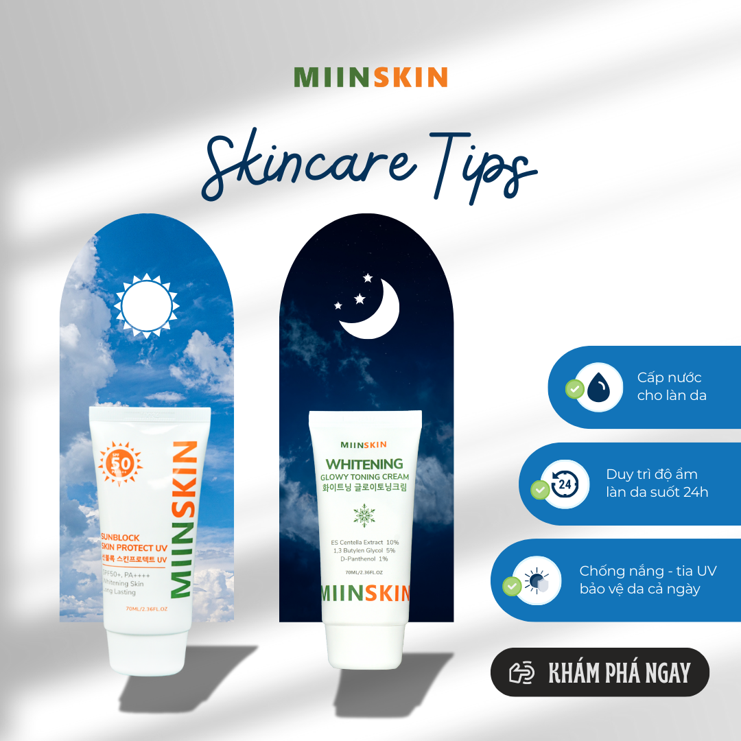 CÁC BƯỚC CHĂM SÓC DA NHẠY CẢM VÀO BAN NGÀY VÀ BAN ĐÊM