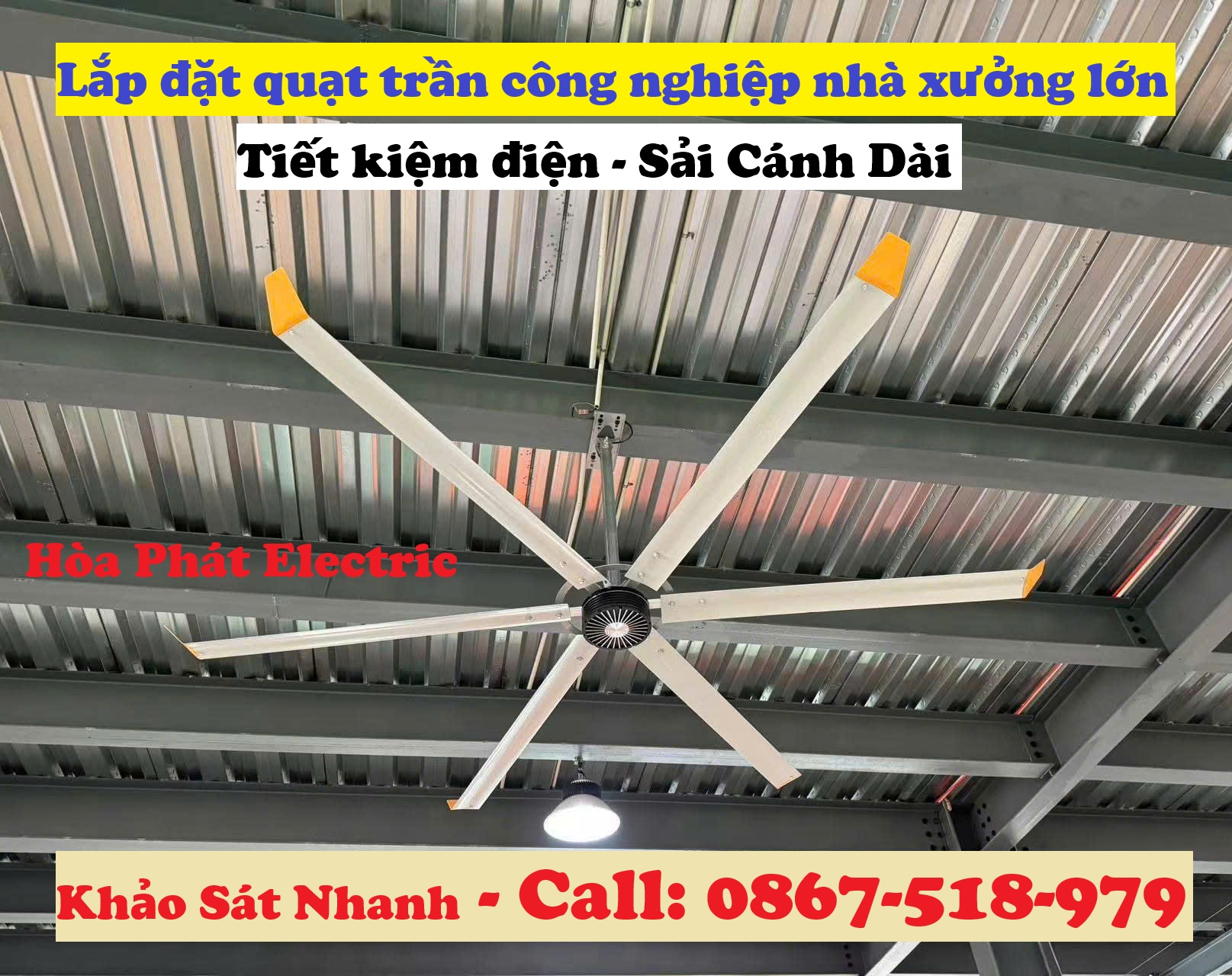 Lắp đặt quạt trần công nghiệp cho nhà xưởng lớn