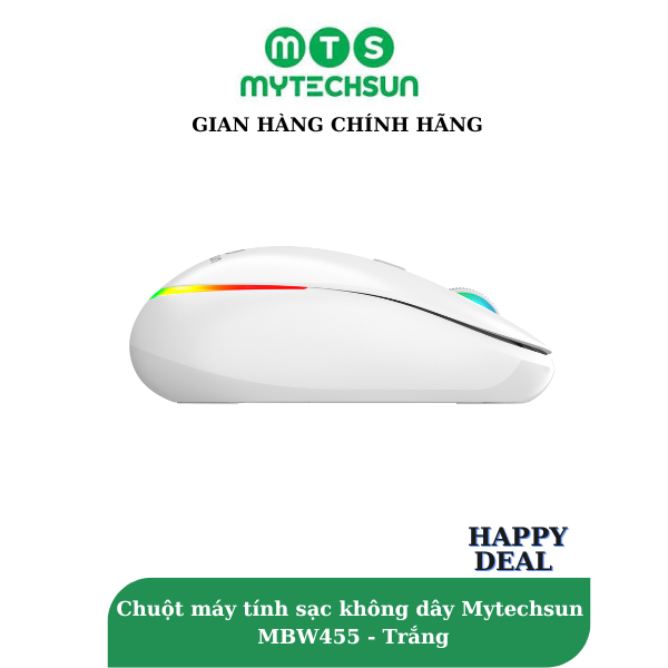 Chuột máy tính sạc không dây Mytechsun MBW455 - Trắng