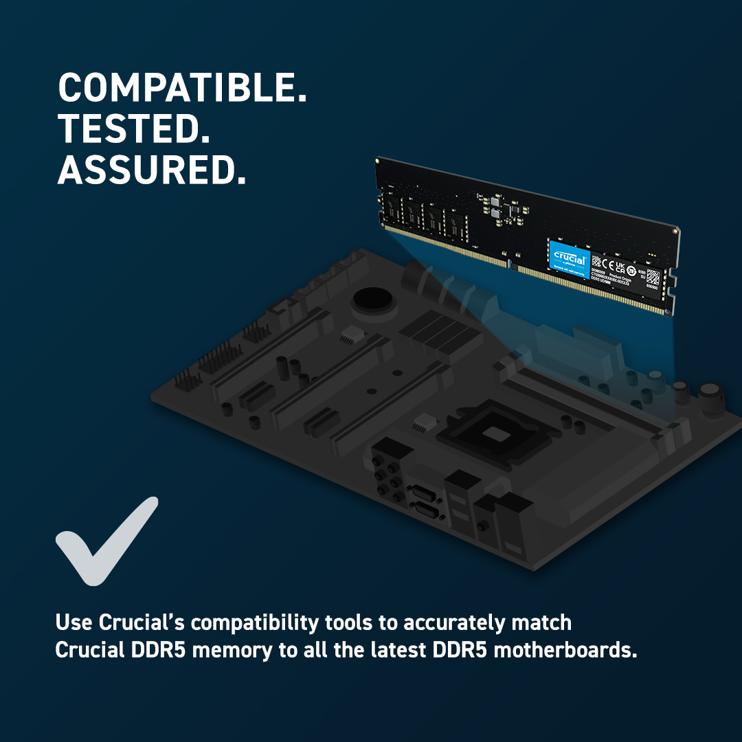 Ram Desktop Crucial DDR5 16GB 5600MHz UDIMM 1.1v- Hàng chính hãng