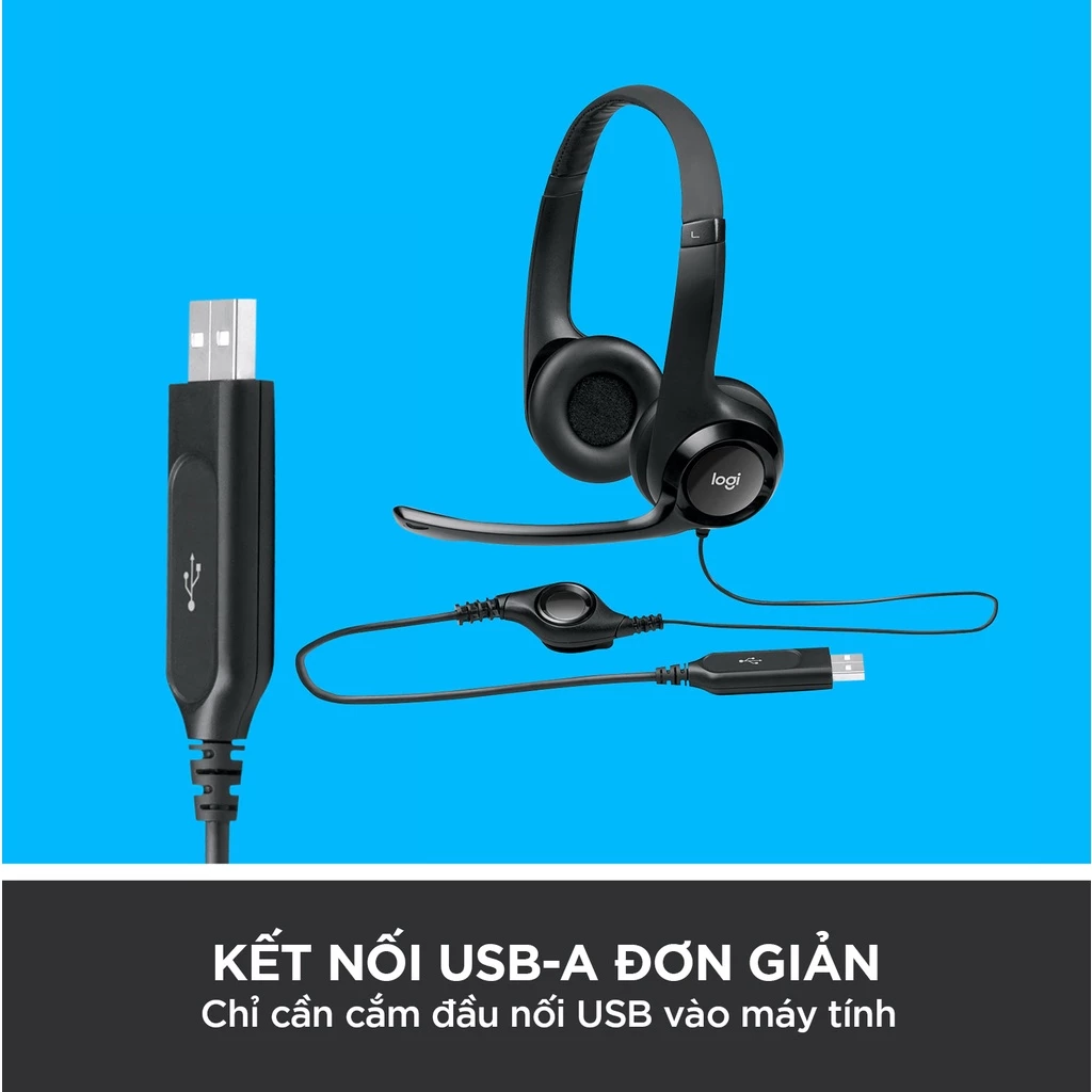 [Chính Hãng] Tai nghe có dây Logitech H390 Màu trắng- Mic giảm ồn, quai đeo, chụp tai có đệm, kết nối USB-A-BH 1 năm