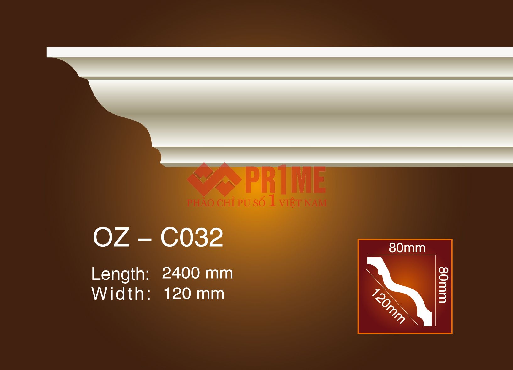 Phào cổ trần trơn C032