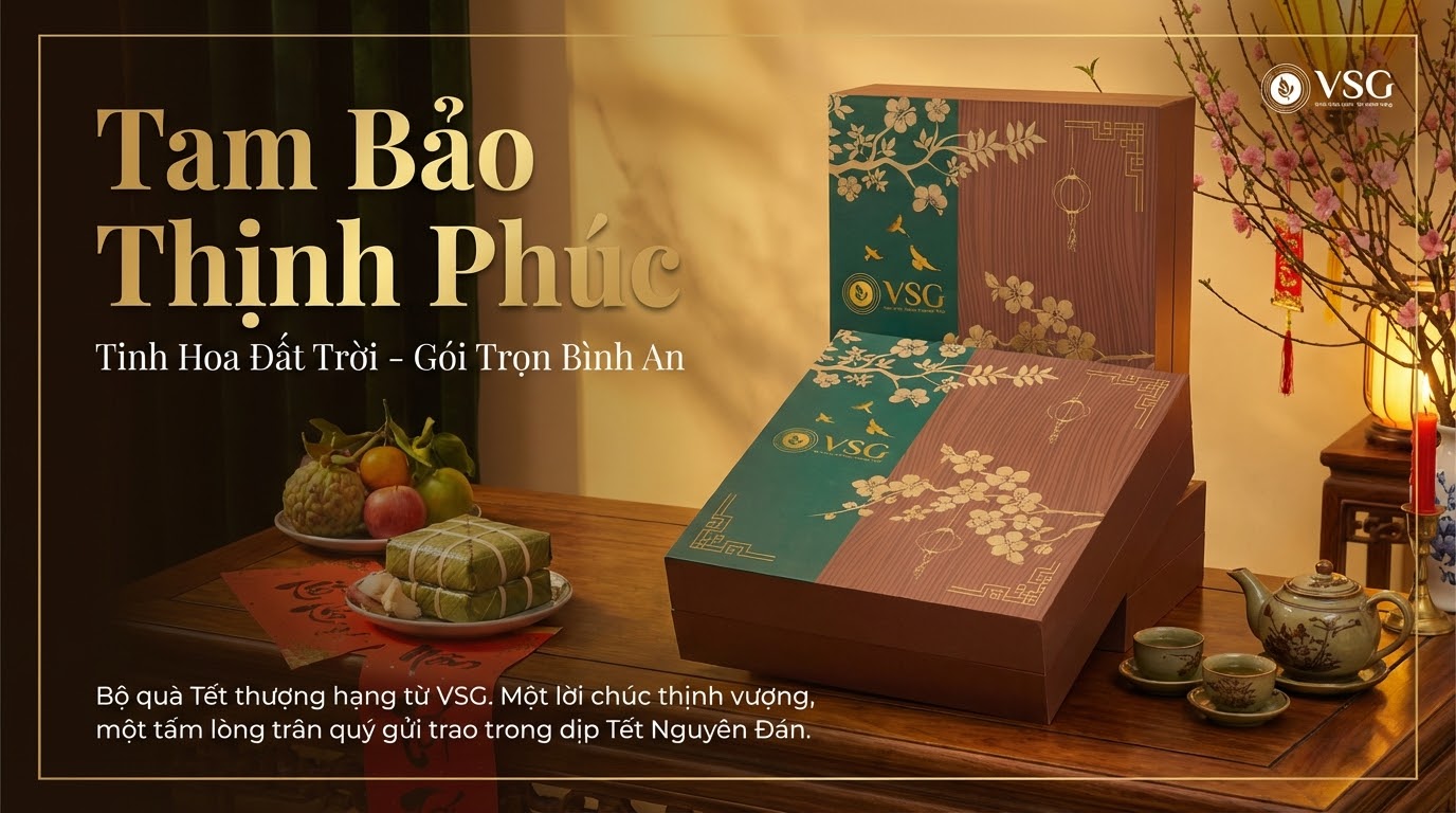 Set Quà Tết Tam Bảo Thịnh Phúc – Quà Biếu Doanh Nghiệp - Gia Đình Cao Cấp