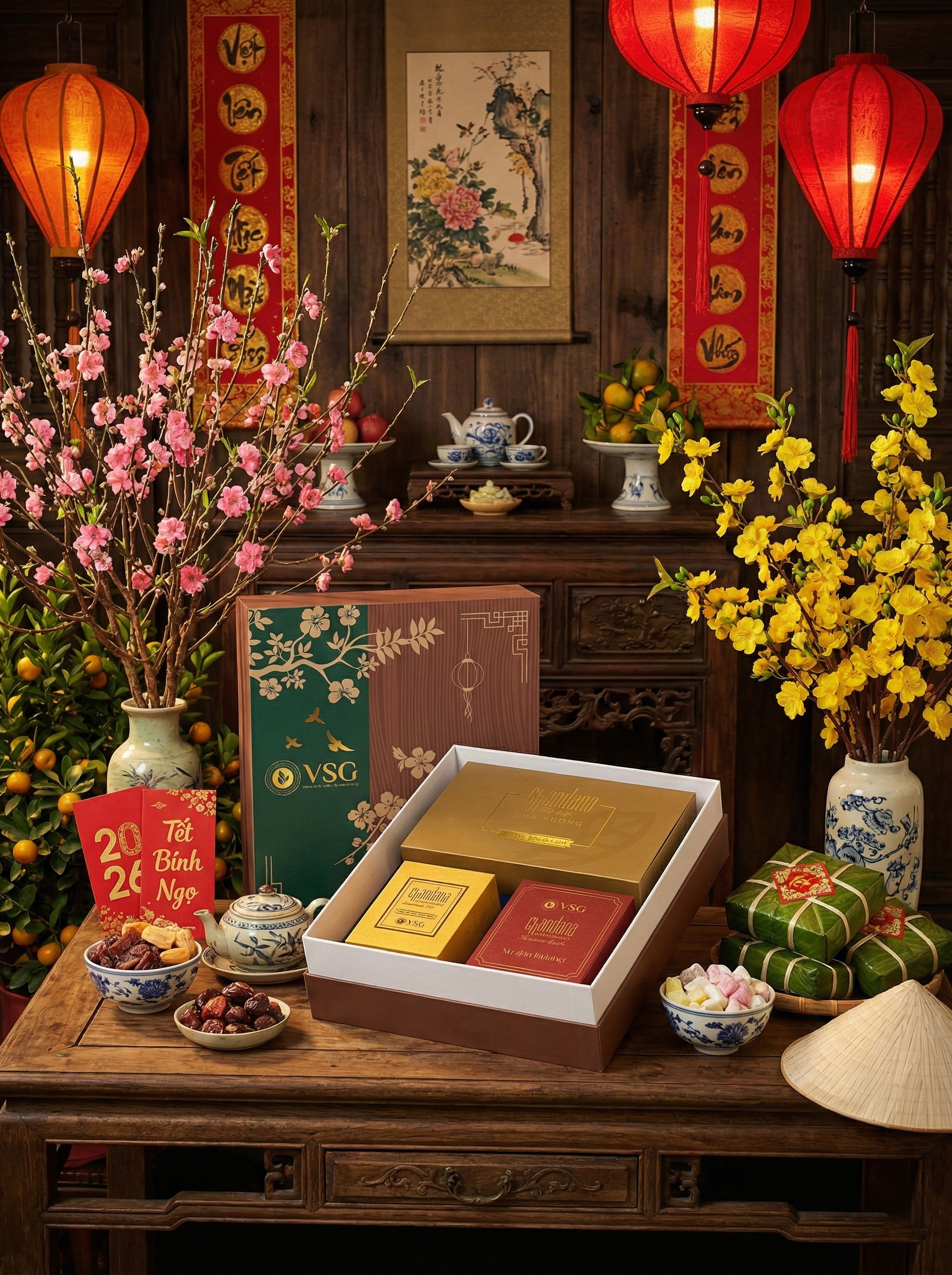 Bộ quà Tết Tam Bảo Thịnh Phúc của VSG - Tinh Hoa Đàn Hương Việt