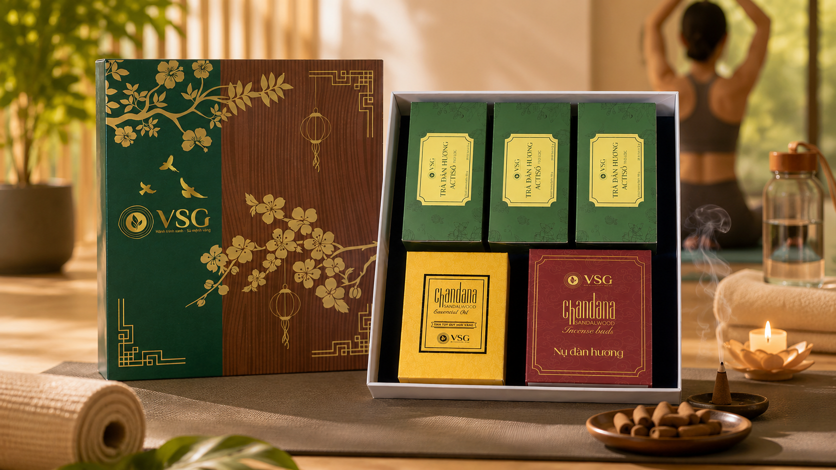 Bộ quà Tết Tam Bảo Thịnh Phúc của VSG - Tinh Hoa Đàn Hương Việt