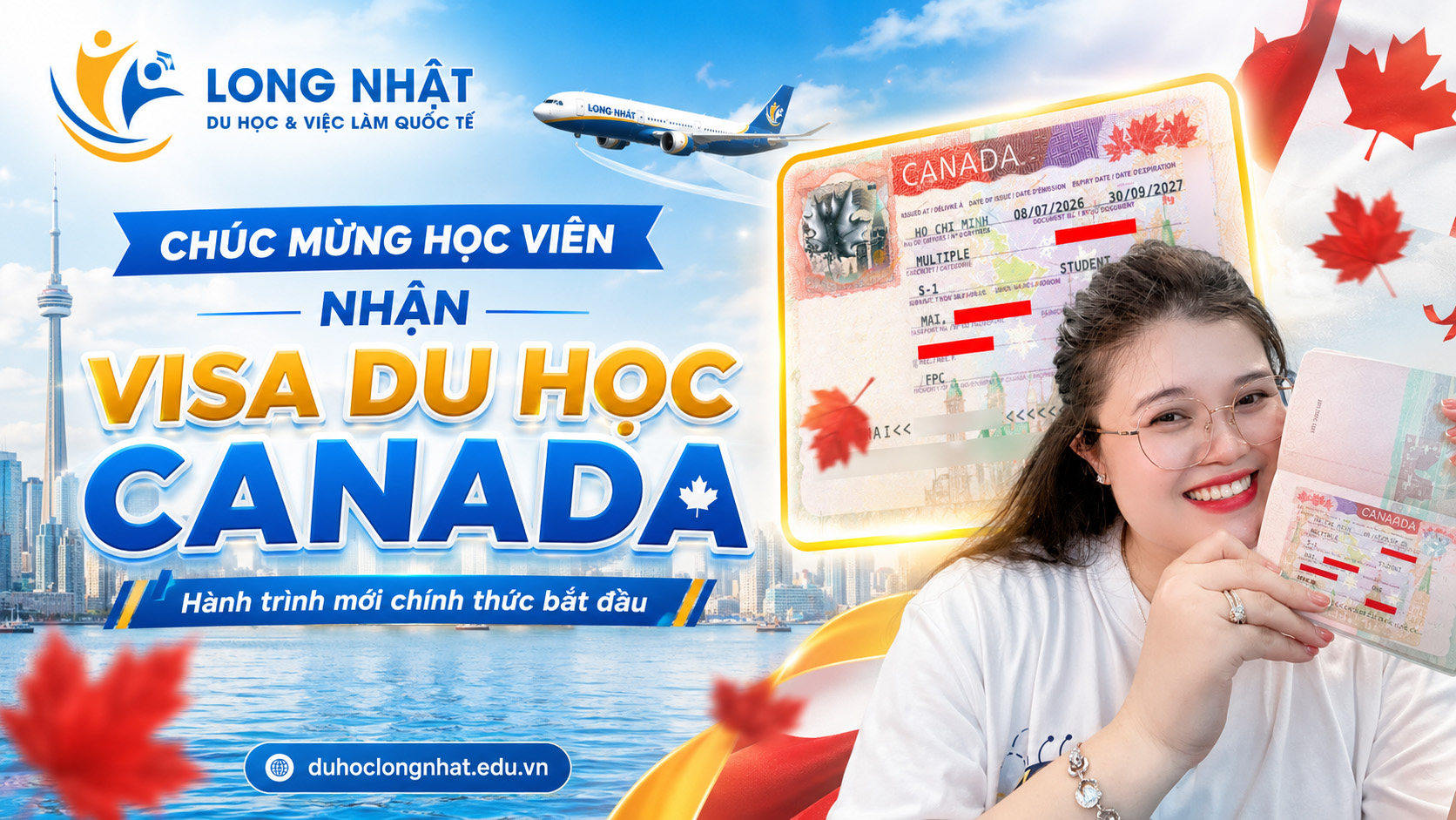 Chúc mừng học viên Long Nhật nhận visa du học THPT Canada