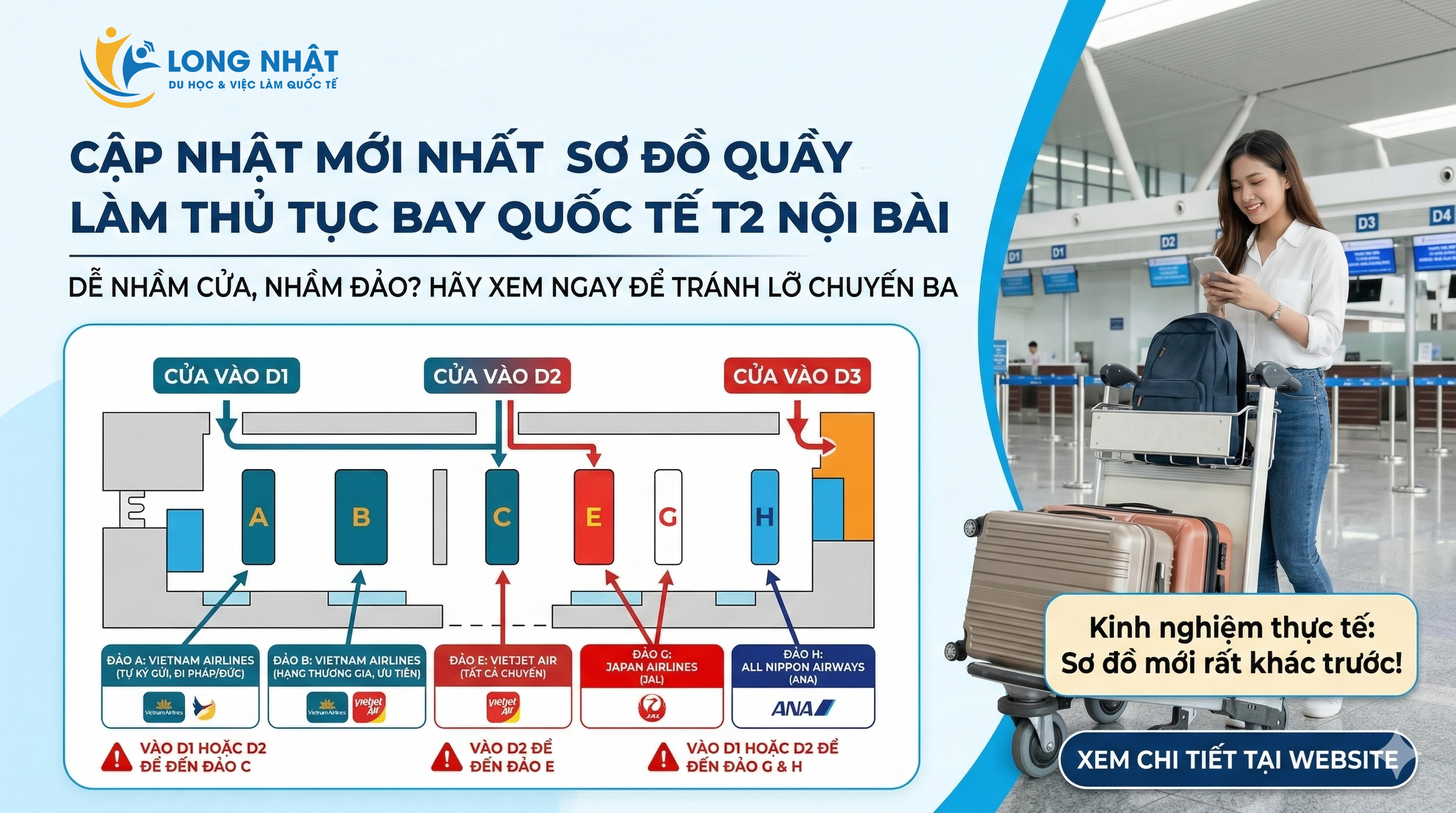 Quầy làm thủ tục bay quốc tế Nhà ga T2 Sân bay Nội Bài (Mới 2026)