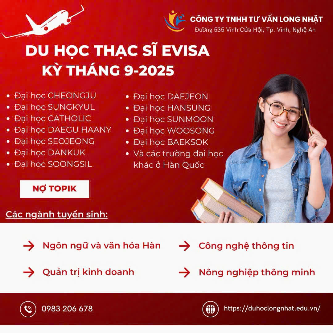 Tuyển Sinh Thạc Sĩ eVisa D2-3 Hàn Quốc Kỳ Tháng 9/2025🎉🎉
