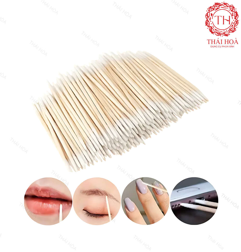 Tăm Bông Tém Dạng Gỗ Chuyên Trong Phun Xăm
