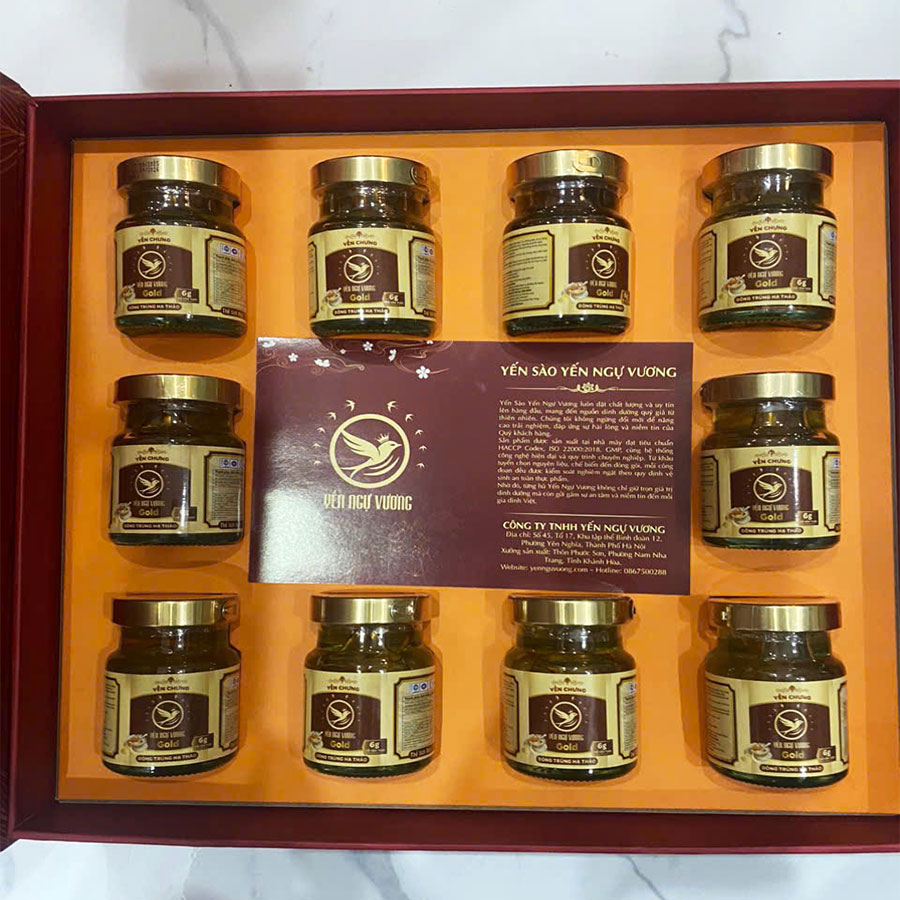 Hộp quà 10 Hũ Yến Chưng Đông Trùng Hạ Thảo Gold 6gram
