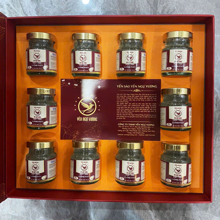 Hộp quà 10 Hũ Yến Chưng Đường Phèn Platinum 9gram