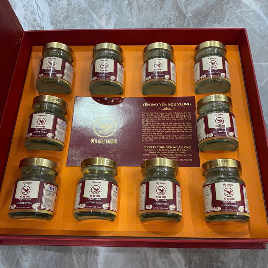 Hộp quà 10 Hũ Yến Chưng Đường Phèn Platinum 9gram