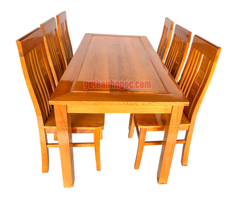 Bàn ghế ăn gỗ sồi 6 ghế kiểu dáng thanh lịch BA17