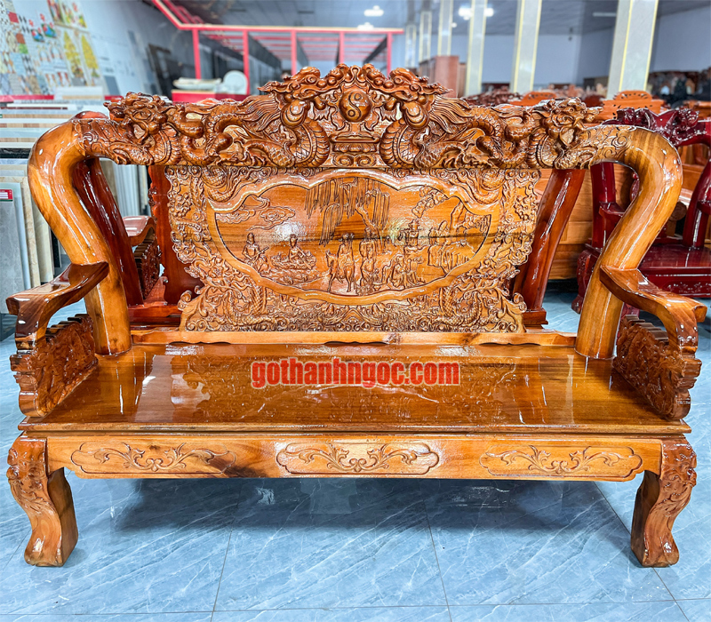 Bộ salon rồng bát tiên tay 12 gỗ tràm 6 món TN06