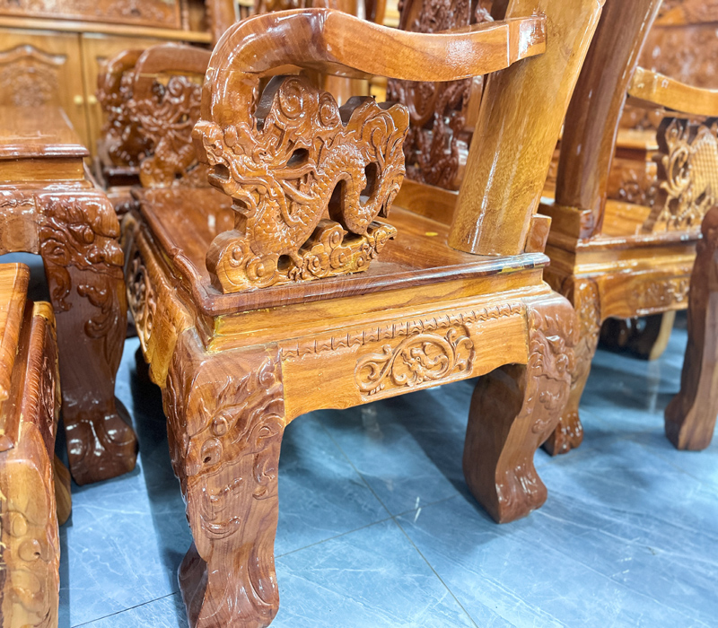 Bộ bàn ghế salon rồng bát tiên gỗ bên giá rẻ
