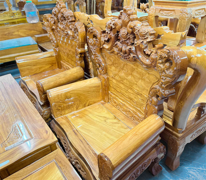 Bộ bàn ghế hoàng gia hoa hồng gỗ bên 6 món