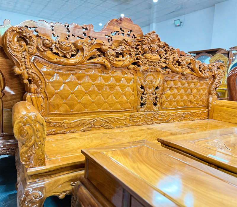 Bộ bàn ghế hoàng gia hoa hồng gỗ bên 6 món