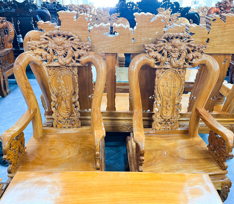 Bộ ghế salon rồng bát tiên gỗ bên giá rẻ