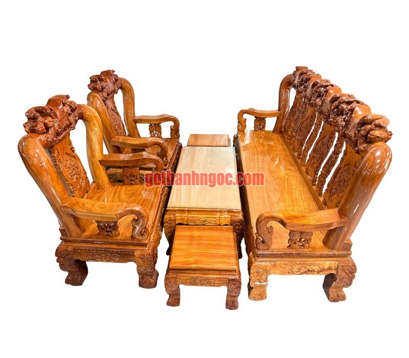 Bộ salon ghế đào tứ quý gỗ bên tay 14 mặt 3cm