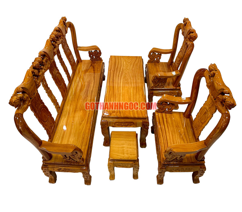 Bộ salon truyện đào 6 món tay 10 gỗ bên