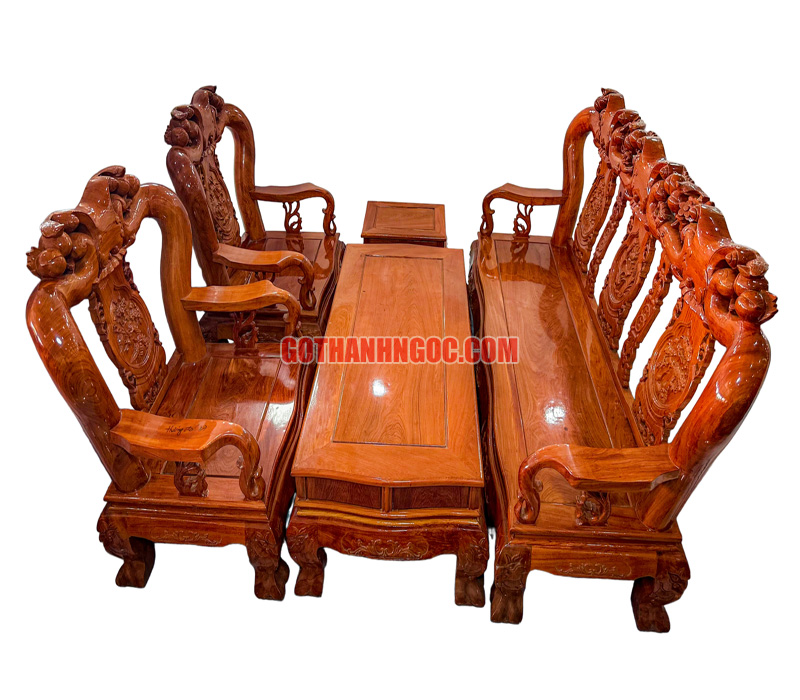 Salon truyện đào 6 món tay 12 gỗ hương đá