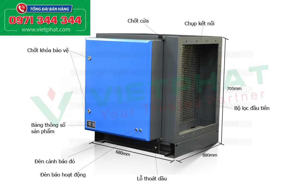 Bộ lọc tĩnh điện ESP lọc dầu mỡ bếp công nghiệp