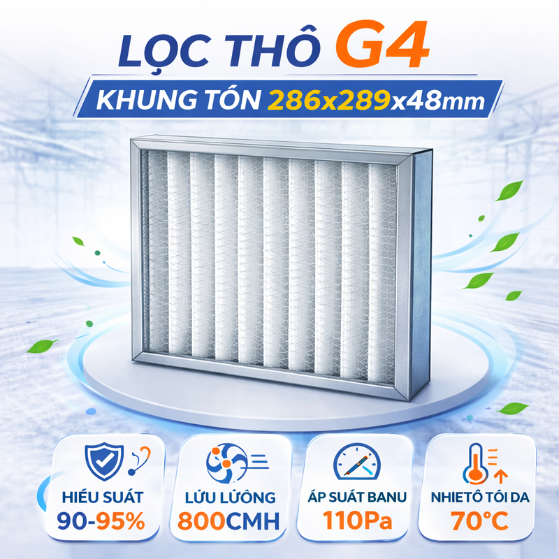 Lọc thô G4 khung tôn 286x289x48mm