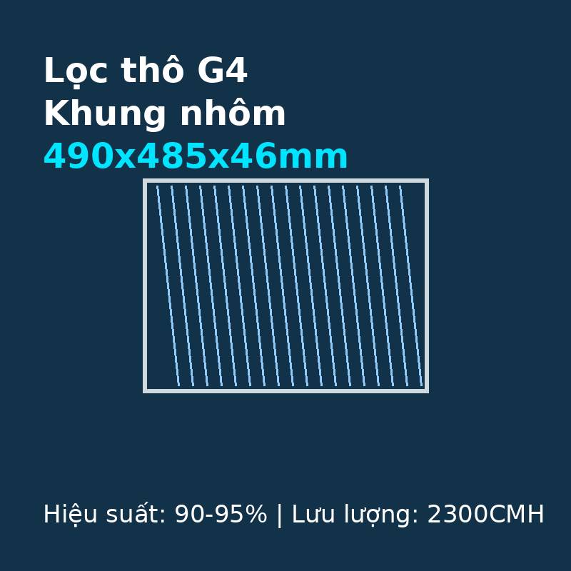 Lọc thô G4 khung nhôm 490x485x46mm