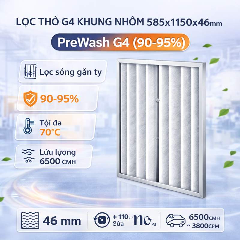 Lọc thô G4 khung nhôm 585x1150x46mm