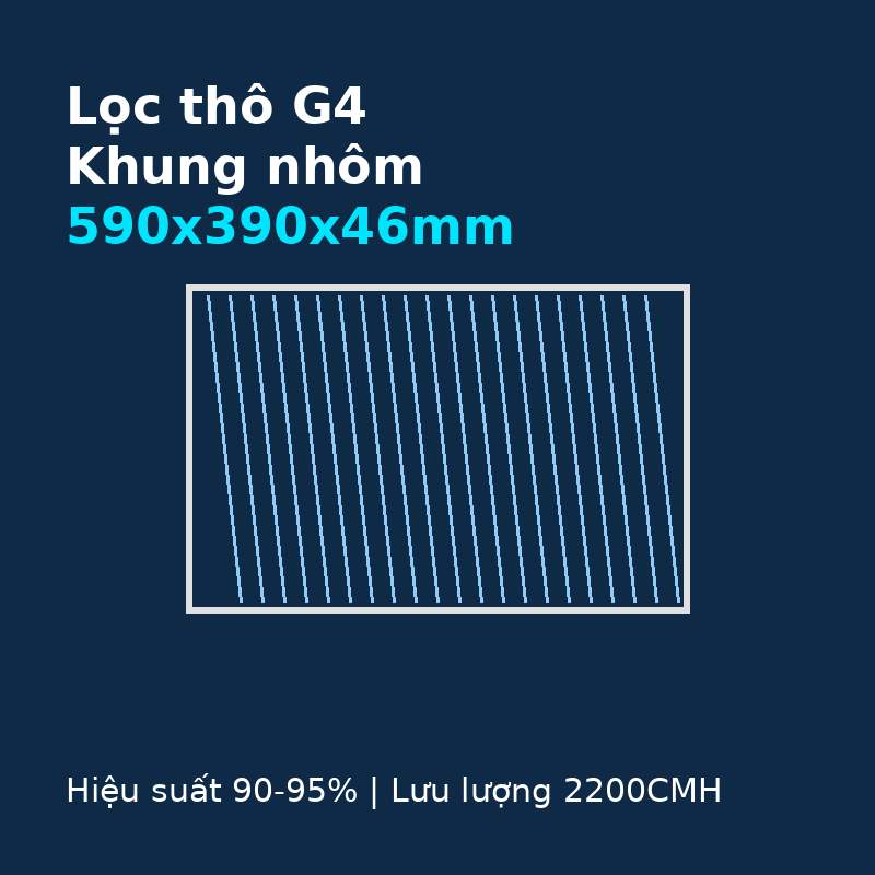 Lọc thô G4 khung nhôm 590x390x46mm