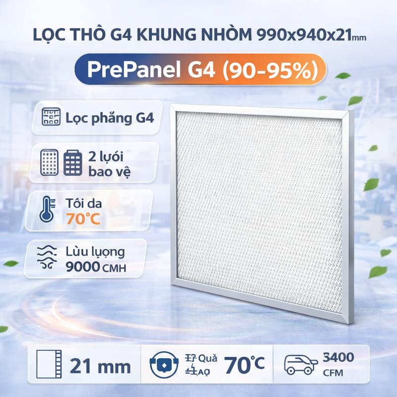 Lọc thô G4 khung nhôm 990x940x21mm