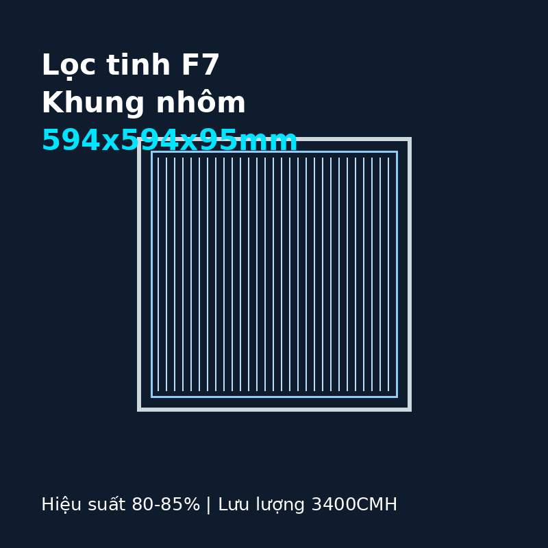 Lọc tinh F7 khung nhôm 594x594x95mm
