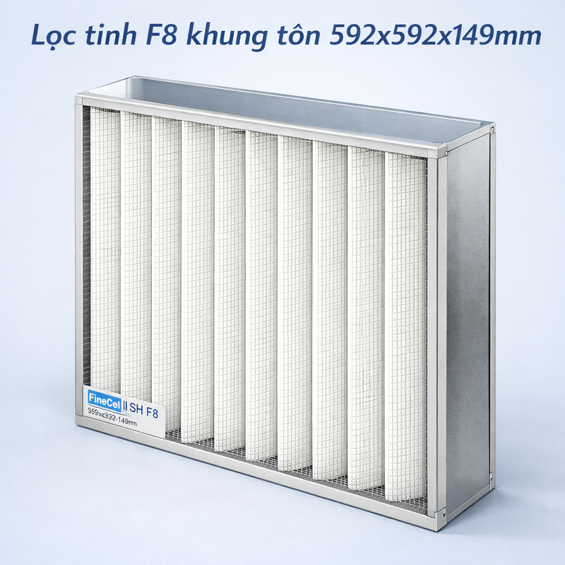 Lọc tinh F8 khung tôn 592x592x149mm