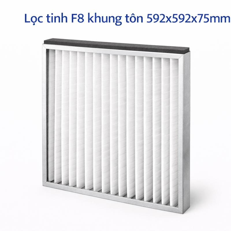 Lọc tinh F8 khung tôn 592x592x75mm