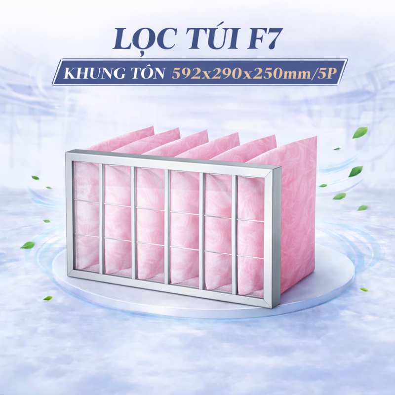 Lọc túi F7 khung tôn 592x290x250mm/5P