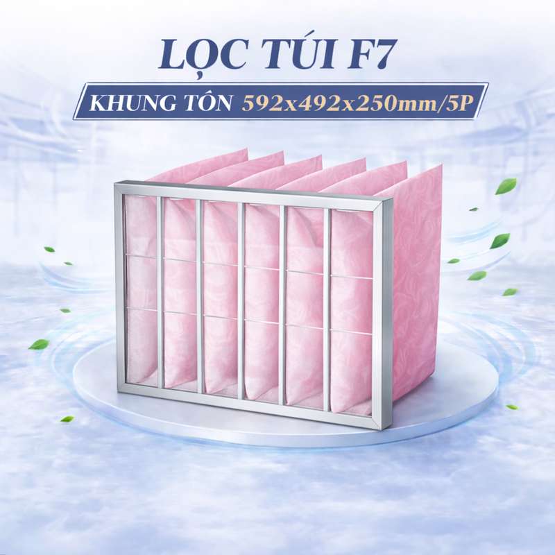Lọc túi F7 khung tôn 592x492x250mm/5P