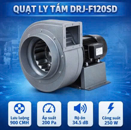 Quạt ly tâm DRJ-F120SD | 900CMH – 200Pa – 250W – 34.5dB