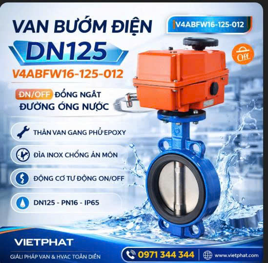Van bướm điện DN125 V4ABFW16-125-012