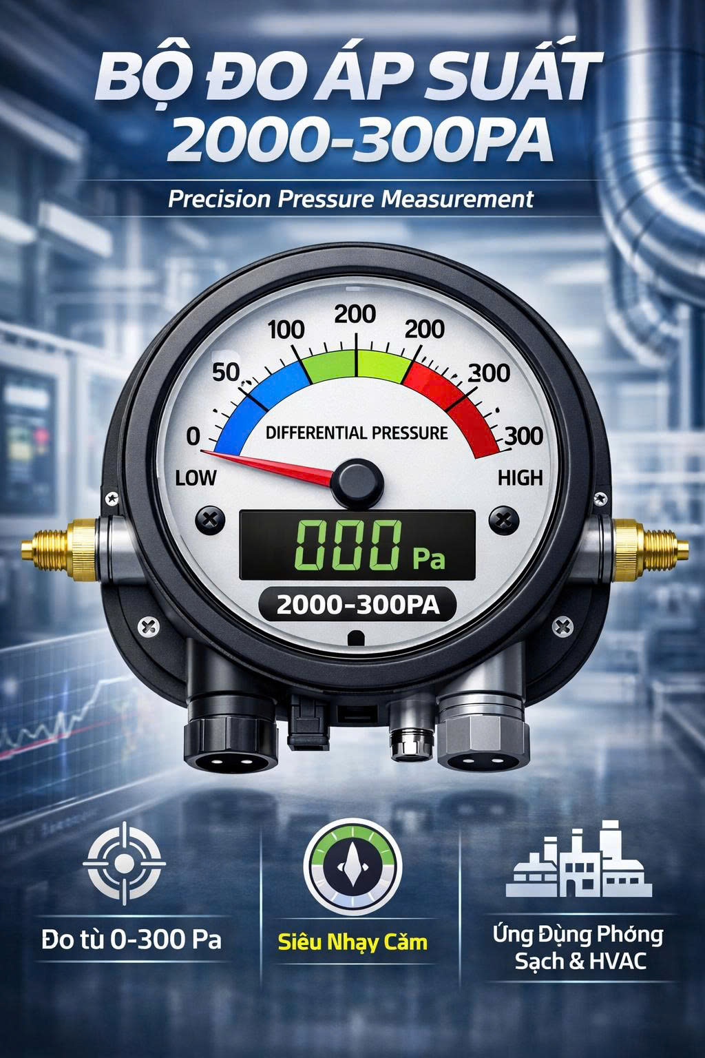 Bộ đo áp suất 2000-300PA
