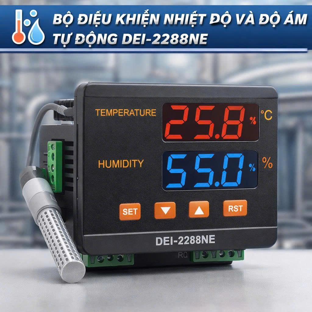 Bộ điều khiển nhiệt độ và độ ẩm tự động DEI-2288NE