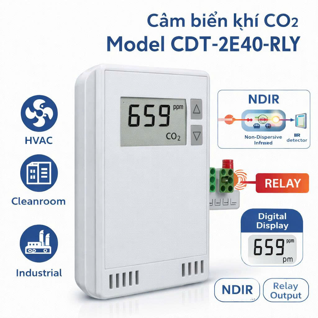 Cảm biến khí CO2 Model CDT-2E40-RLY