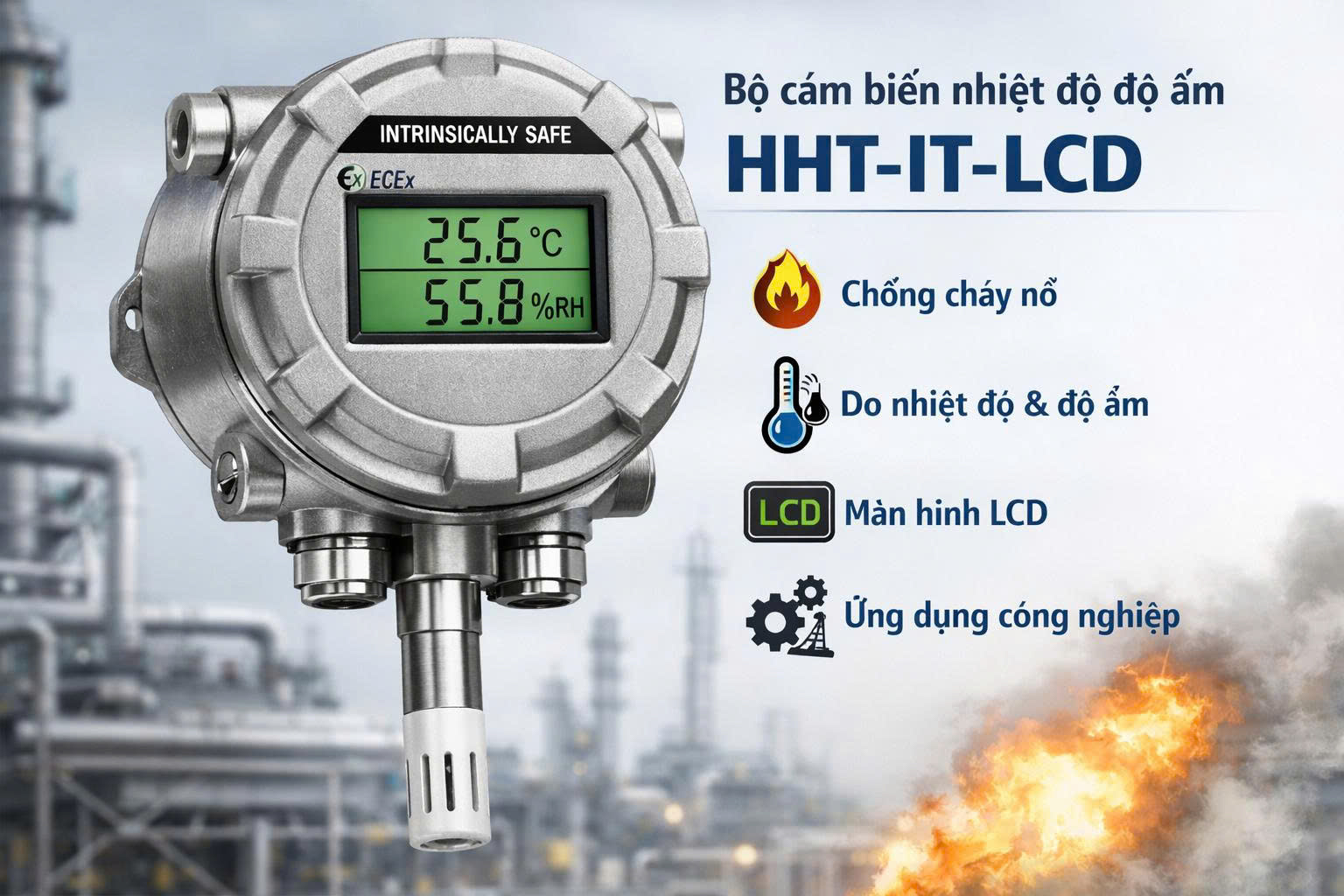 Bộ cảm biến nhiệt độ độ ẩm HHT-IT-LCD