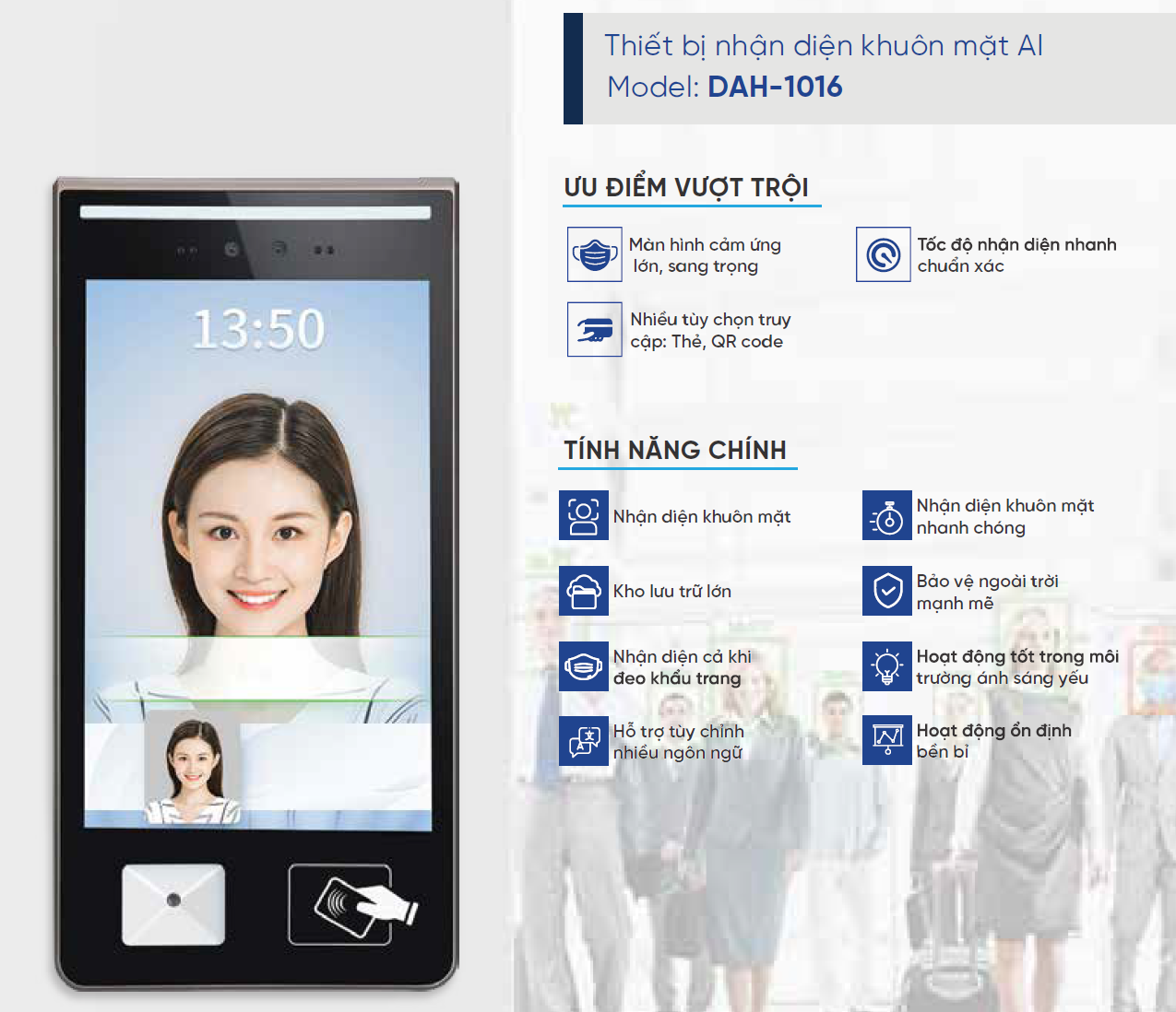 Thiết bị nhận diện khuôn mặt AI Model: DAH-1023